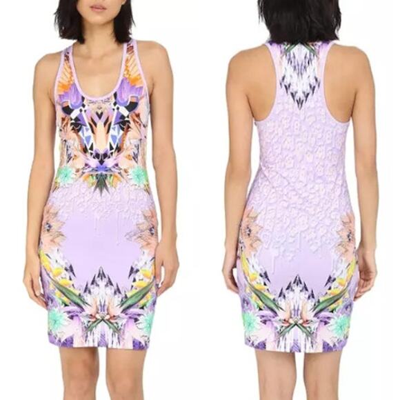 Just Cavalli Leo Giraffe Printed Bodycon Jersey Tank Dress Violet Womens 42 / M - Picture 1 of 6